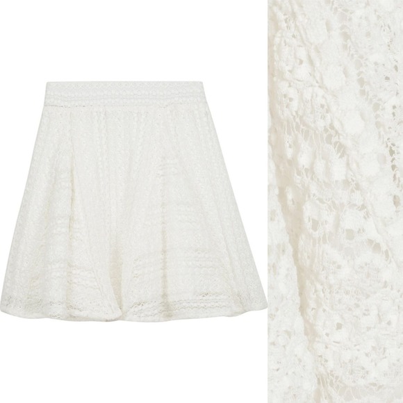 IRO Teejay Crochet Lace Mini Skirt in Ecru Size 8 Cream Off White A-Line Flouncy - Picture 2 of 16